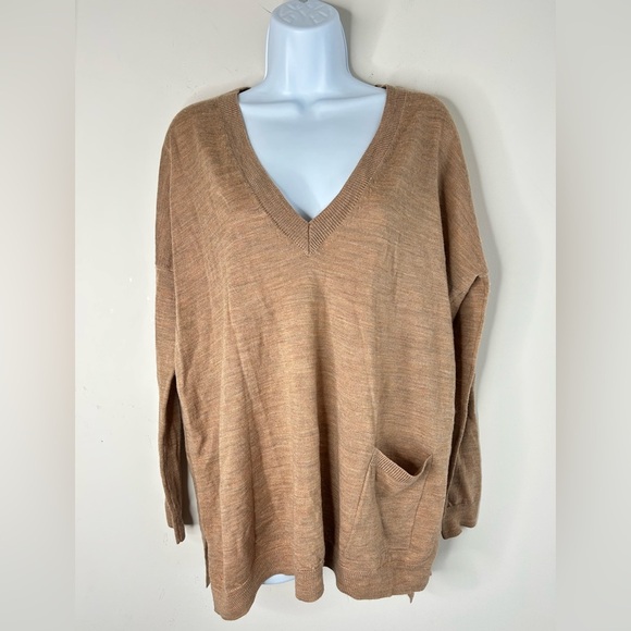 Hudson's Bay Moon Women's Sweater Pullover Merino wool Side slit Brown Size XS - Picture 16 of 16